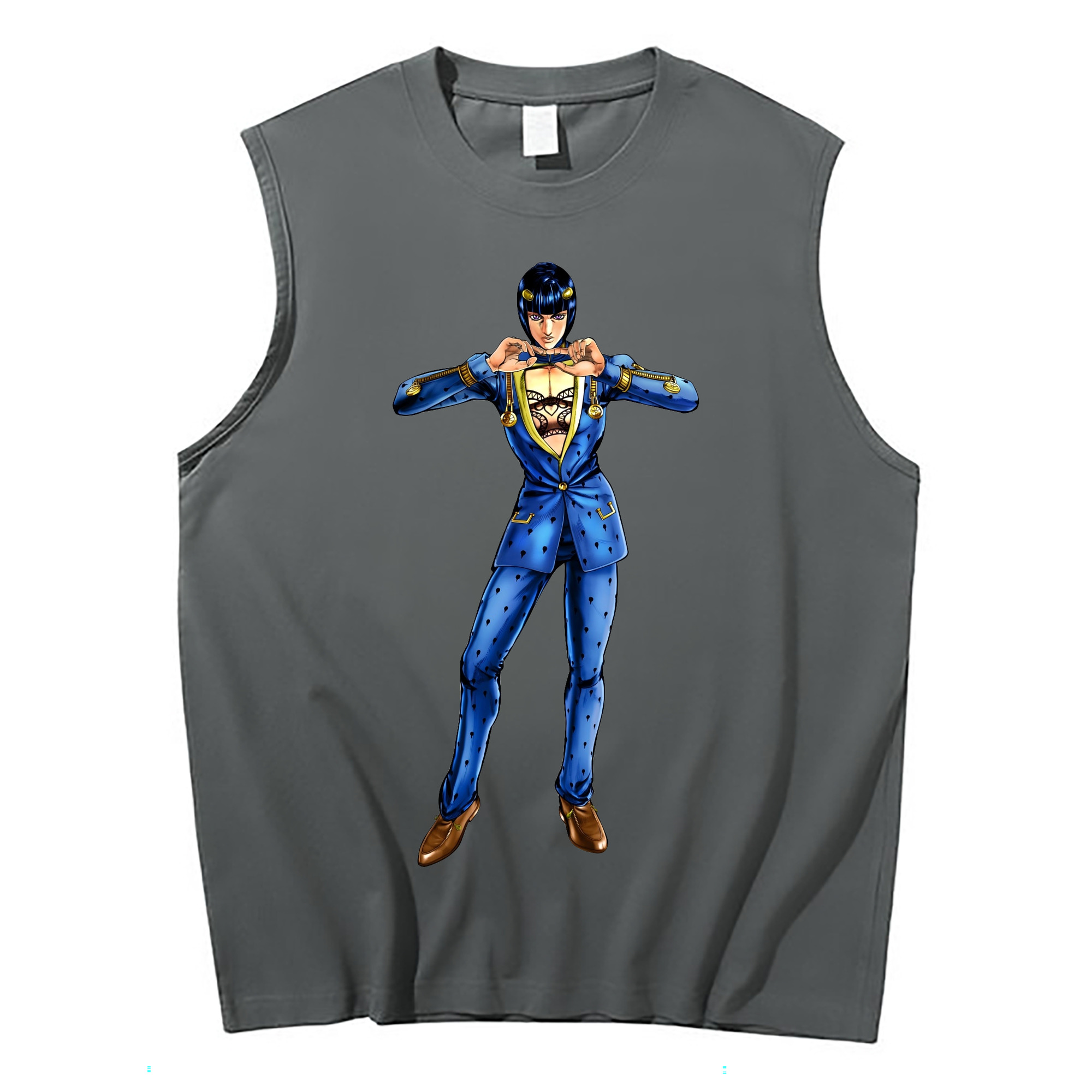 （画像用） ジョジョの奇妙な冒険 ブローノ?ブチャラティ JoJo's Bizarre Adventure Bruno Bucciarati コットン100％タンクトップ（フロントプリント）